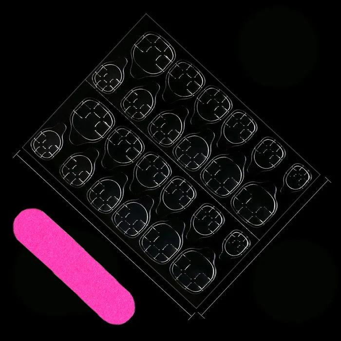 24PCS Long Press Nail Coffin Fake Nail Bright Yellow Gradient Acrylic Nail Press Artificial Fake Nail