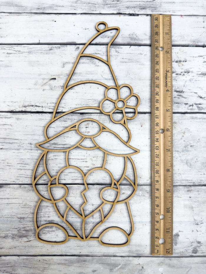 BULK Style 276 Gnome Heart Flower Laser Cut Outline Frame Blank