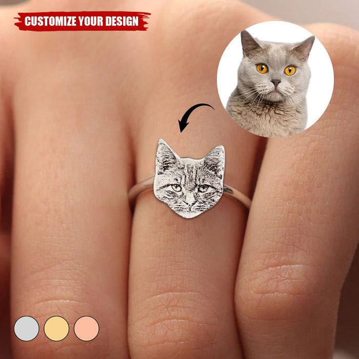 Personalized Pet Photo Portrait Ring Gift For Pet Lover