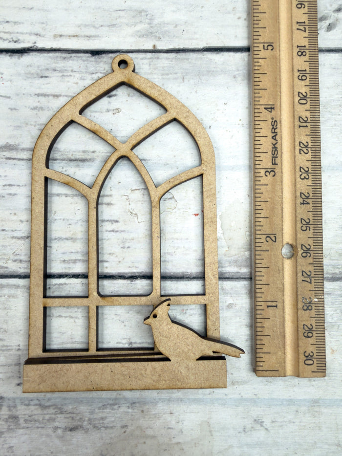 PLAIN Arched Window Ornament with cardinal DIY Kit