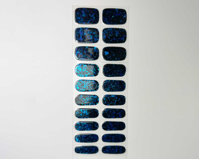 Blue Ice Speckle gel nail wrap strip close-up