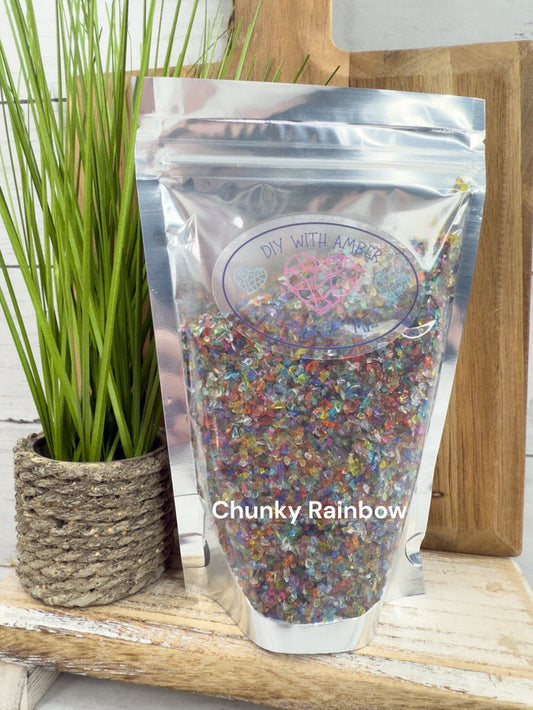 8 oz. Chunky Rainbow Crushed Glass 3-6 mm