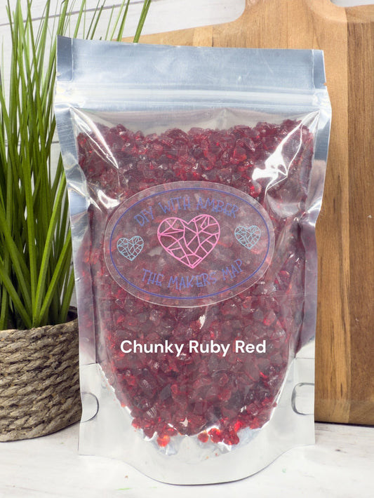 8 oz. Chunky Ruby Red Crushed Glass 3-6 mm