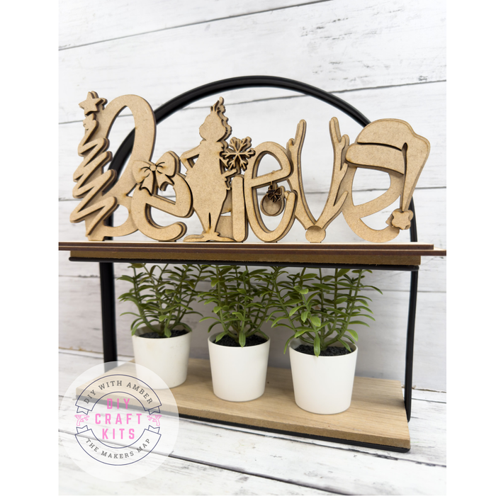 Believe Word Sign Christmas Sitter DIY Kit