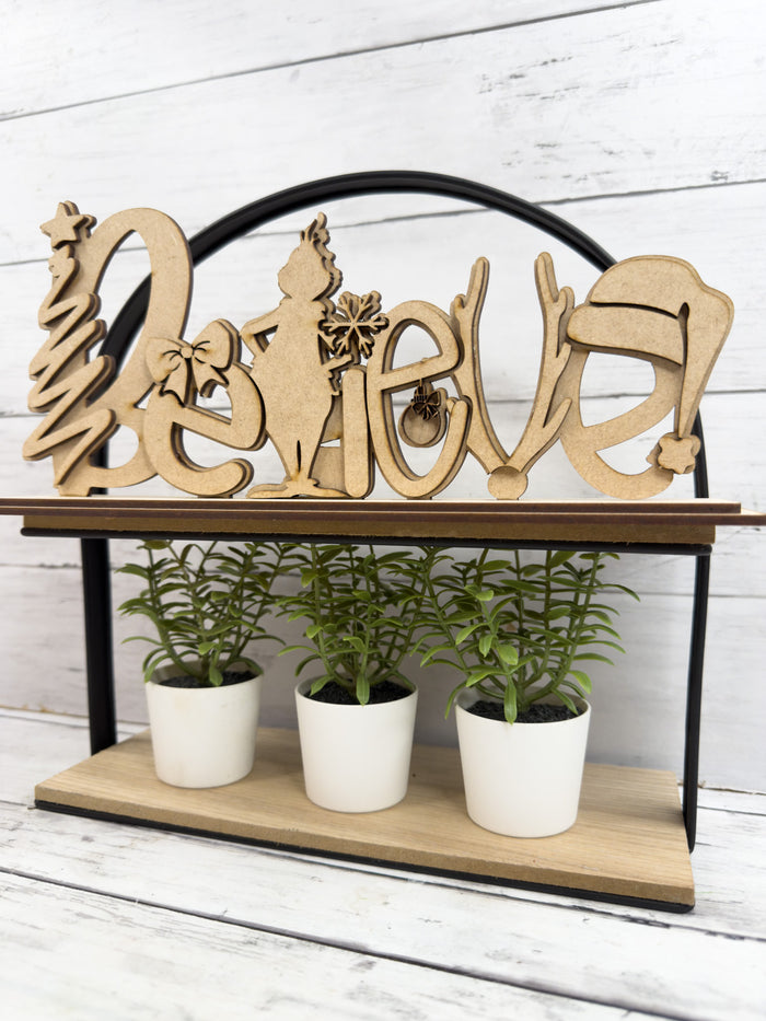 Believe Word Sign Christmas Sitter DIY Kit