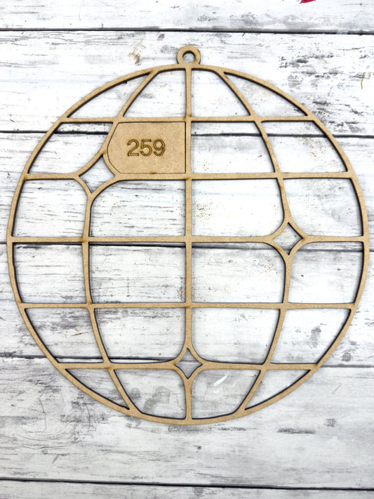 BULK Style 259 Disco ball with stars Laser Cut Outline Frame Blank