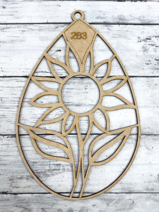 BULK Style 263 Teardrop Sunflower Laser Cut Outline Frame Blank