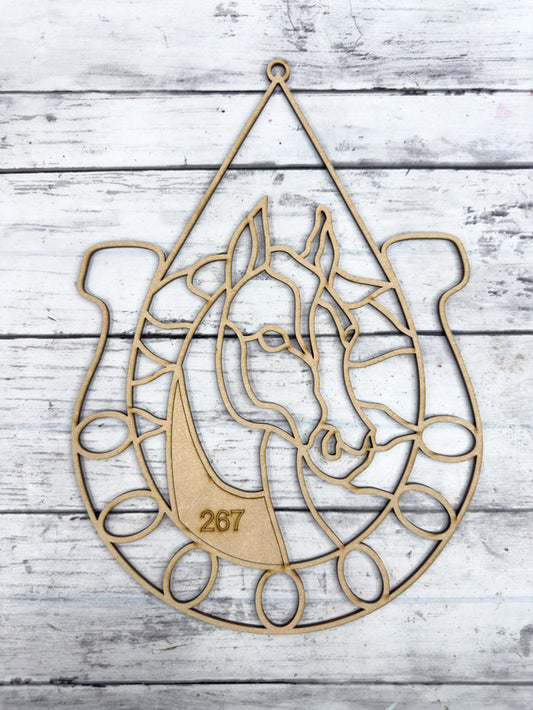 BULK Style 267 Horse with horseshoe Sun Scene Laser Cut Outline Frame Blank