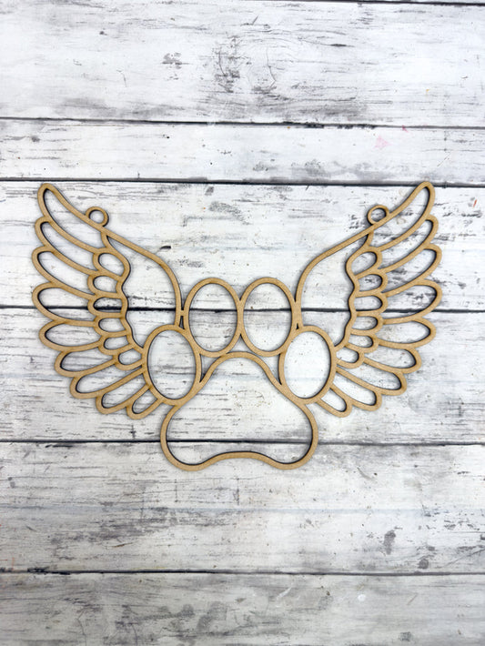 BULK Style 275 Paw Print Wings Laser Cut Outline Frame Blank