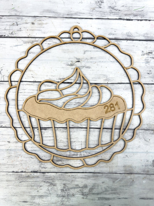 BULK Style 281 Pie or Cupcake Laser Cut Outline Frame Blank