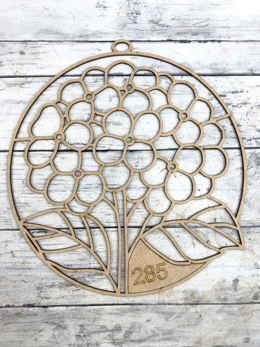 BULK Style 285 Round Hydrangea Laser Cut Outline Frame Blank