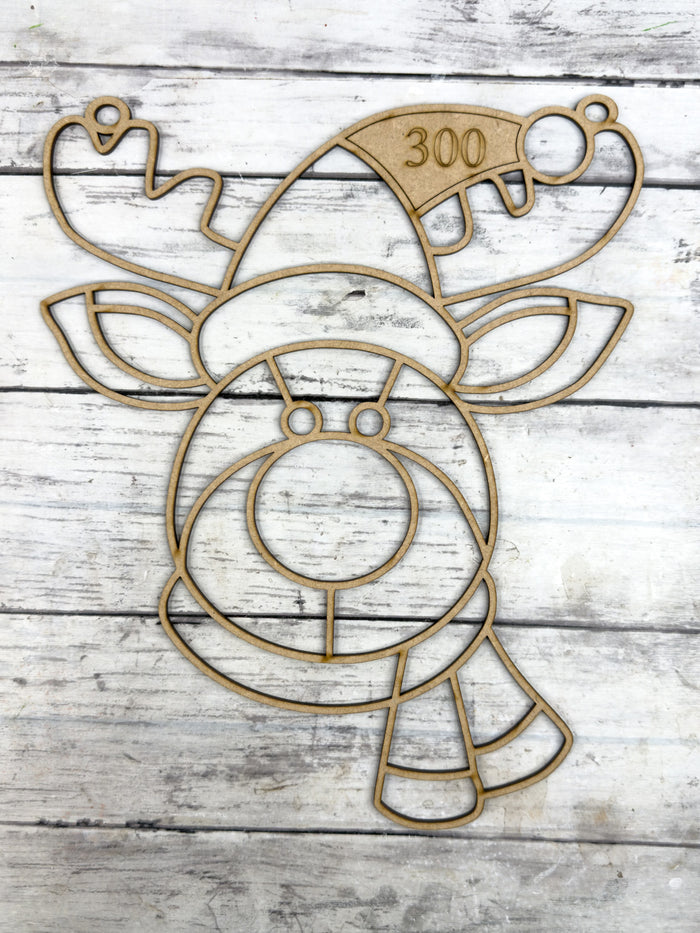BULK Style 300 Festive Reindeer Laser Cut Outline Frame Blank