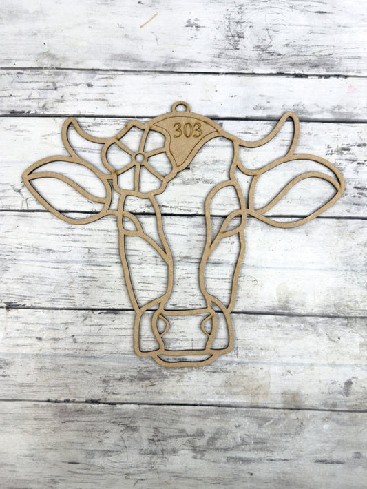 BULK Style 303 Cow and Flower Laser Cut Outline Frame Blank