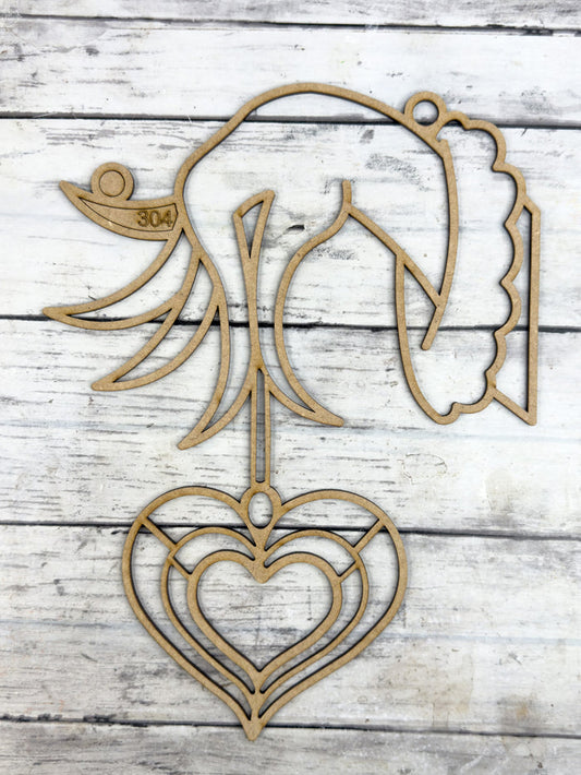 BULK Style 304 Green Guy Heart Laser Cut Outline Frame Blank