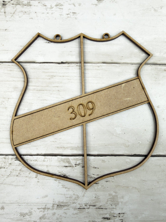 BULK Style 309 Thin Blue Line Police Laser Cut Outline Frame Blank