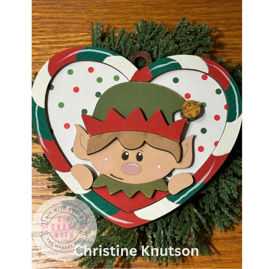 Candy Cane Heart Elf Ornament DIY Kit