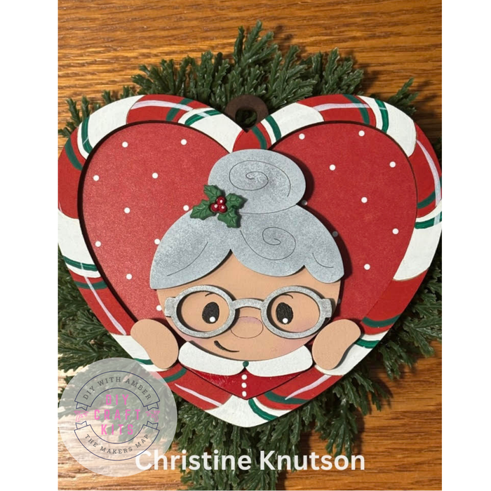 Candy Cane Heart Mrs Claus Ornament DIY Kit