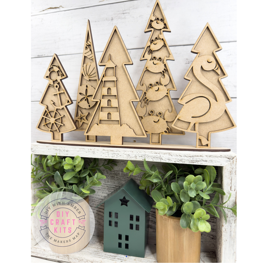 Coastal Winter Trees Outline Sitter DIY Kit