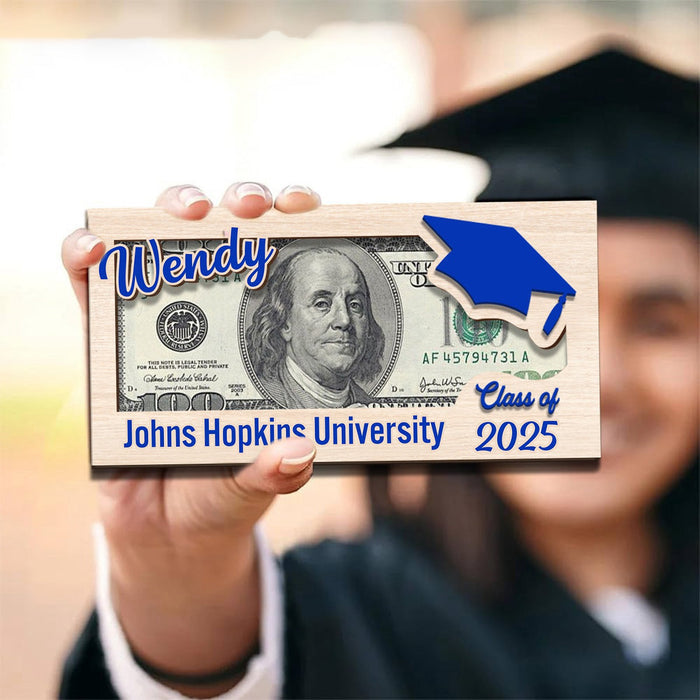 Custom Name Class Of 2026 Graduation Wood Money Holder