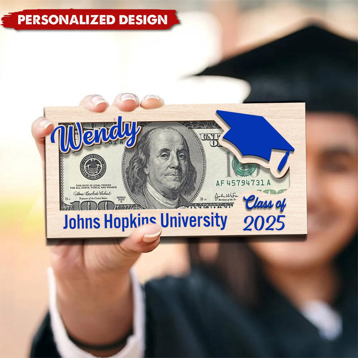 Custom Name Class Of 2026 Graduation Wood Money Holder
