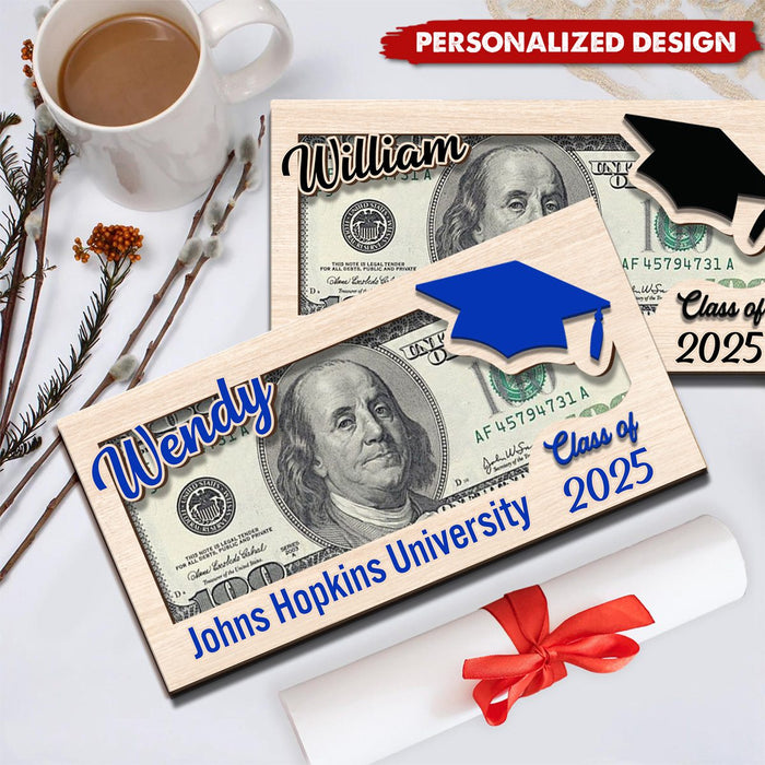 Custom Name Class Of 2026 Graduation Wood Money Holder