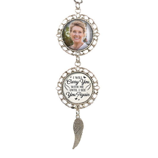 Custom Photo I'm Always With You - Memorial Personalized Custom Metal Car Hanging Ornament With Charm