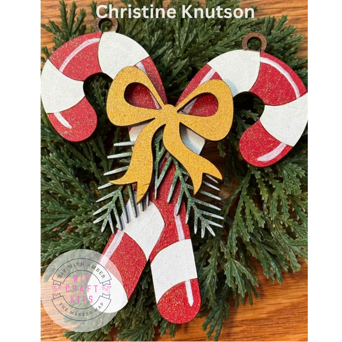 Cute Crossed Candy Canes Ornament DIY Kit