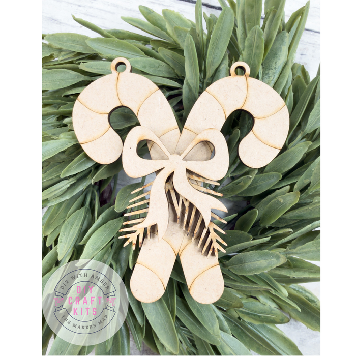Cute Crossed Candy Canes Ornament DIY Kit