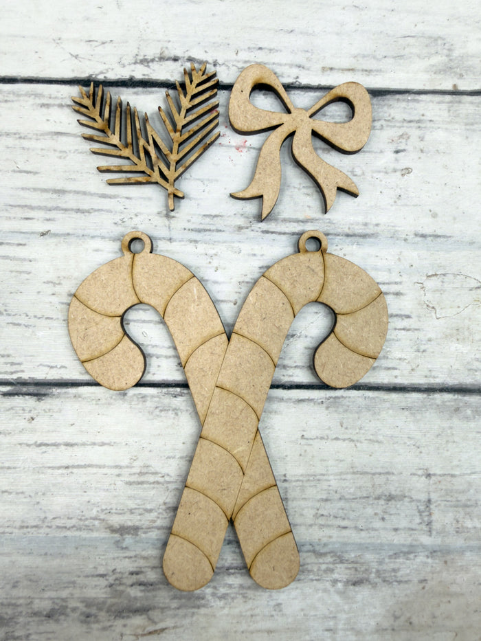 Cute Crossed Candy Canes Ornament DIY Kit