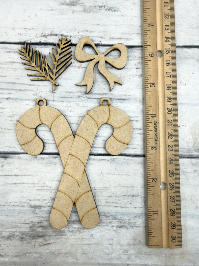 Cute Crossed Candy Canes Ornament DIY Kit