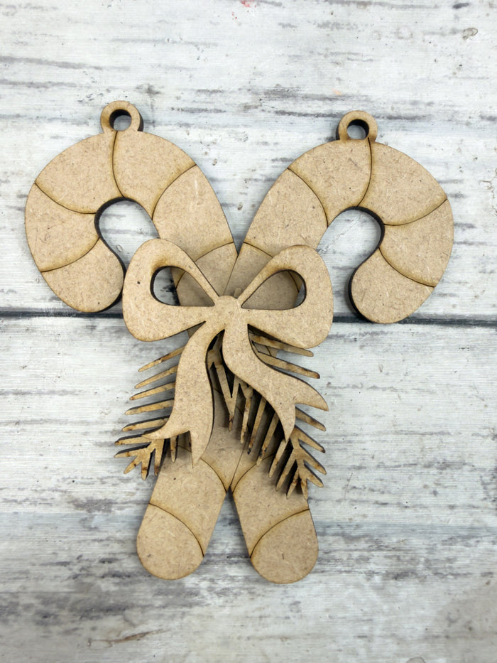 Cute Crossed Candy Canes Ornament DIY Kit