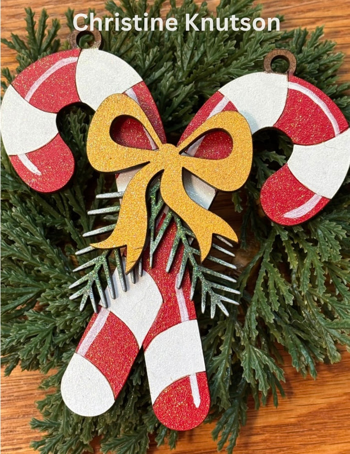 Cute Crossed Candy Canes Ornament DIY Kit