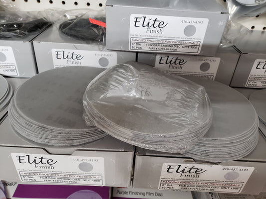 Elite Finish Disc 6'' Gripon 1500 Grit Sandpaper  25 pack Wet or Dry