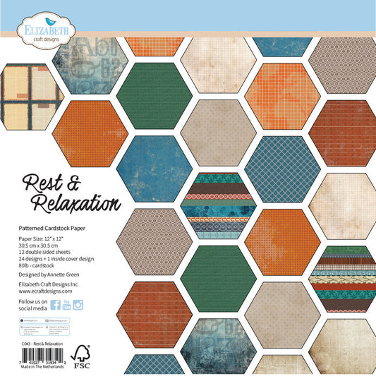 Elizabeth Craft - 12X12 Printed Cardstock Pack - Rest & Relaxation. Available at Embellish Away located in Bowmanville Ontario Canada.