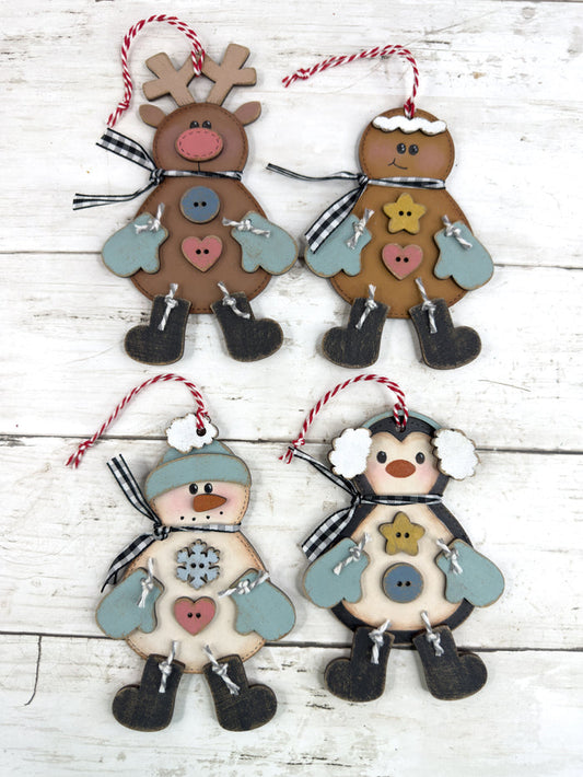 Exclusive Set of 4 Tie on Legs ornaments DIY kit