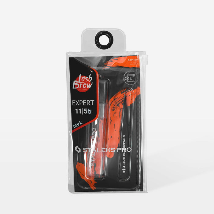 Eyebrow tweezers EXPERT 11 TYPE 5 (point)-Tweezers-STALEKS PRO-Black-Gel Essentialz