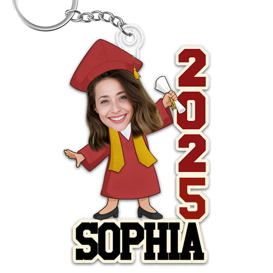 Family Personalized Keychain - Custom Photo Cheers To The Tassel Hustle