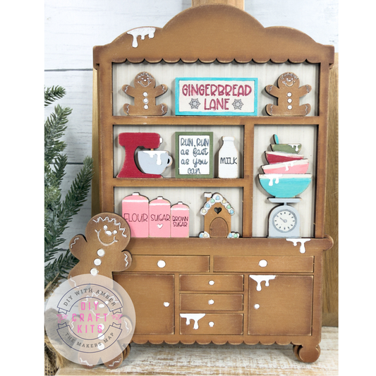 Fancy Mini Gingerbread Christmas Hutch DIY Craft Kit