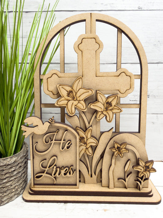 He Lives Easter Trio Insert for Interchangeable Window Base DIY Kit