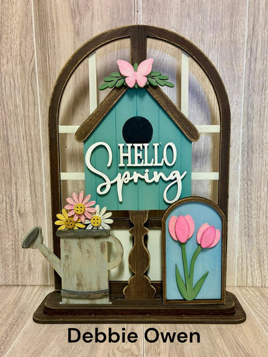 Hello Spring Bird House Trio Insert for Interchangeable Window Base DIY Kit