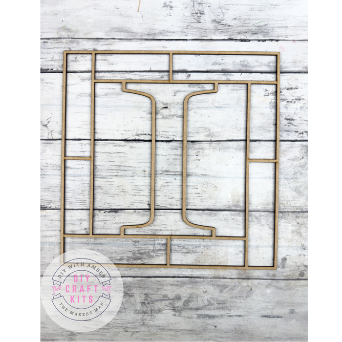 Letter I Square Monogram Laser Cut Outline Frame Blank