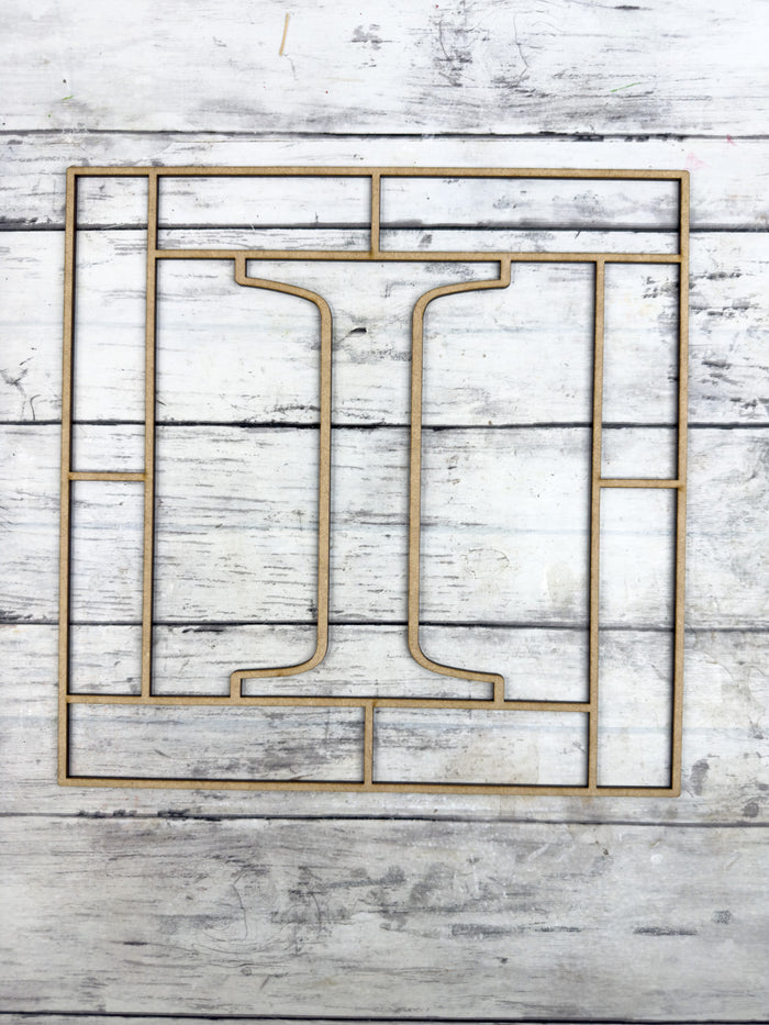 Letter I Square Monogram Laser Cut Outline Frame Blank