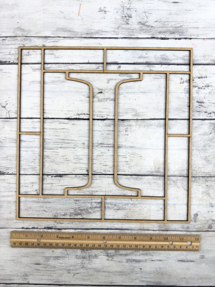 Letter I Square Monogram Laser Cut Outline Frame Blank