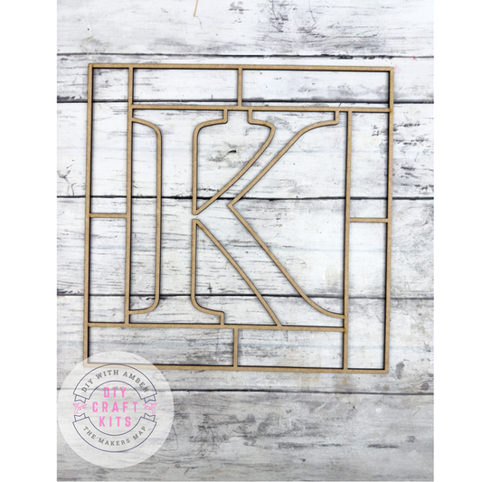 Letter K Square Monogram Laser Cut Outline Frame Blank