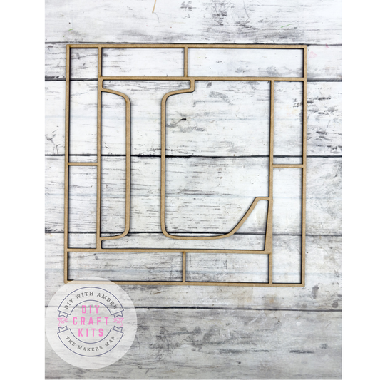 Letter L Square Monogram Laser Cut Outline Frame Blank
