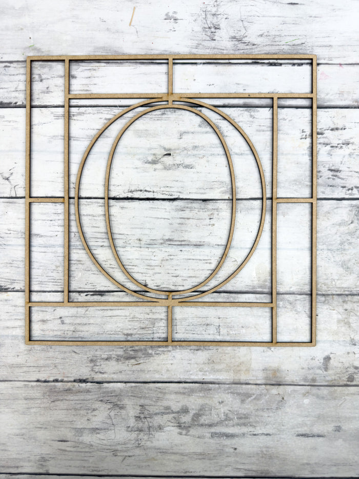 Letter O Square Monogram Laser Cut Outline Frame Blank
