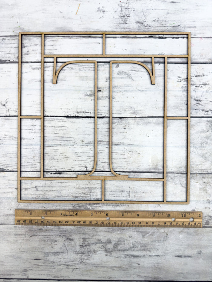 Letter T Square Monogram Laser Cut Outline Frame Blank
