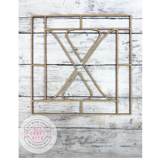 Letter X Square Monogram Laser Cut Outline Frame Blank