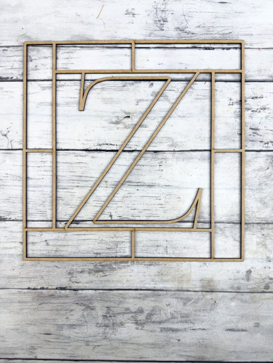 Letter Z Square Monogram Laser Cut Outline Frame Blank