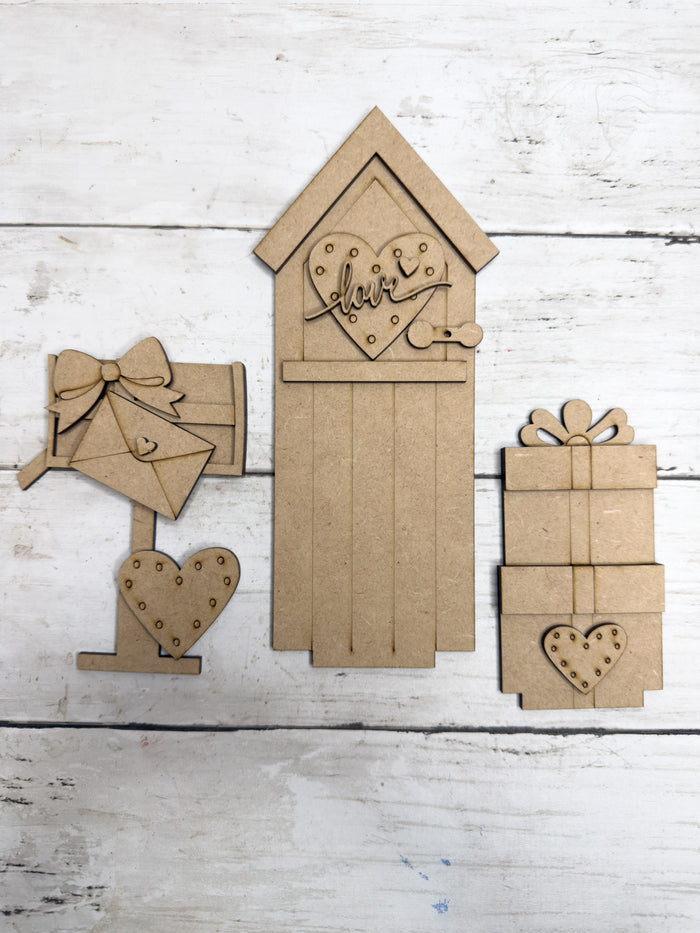 Love Letter Valentine Trio Insert for Interchangeable Window Base DIY Kit
